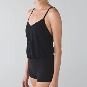 Lululemon 4 Dance To Yoga Leotard Romper Black Stretch Athletic Workout Luxtreme